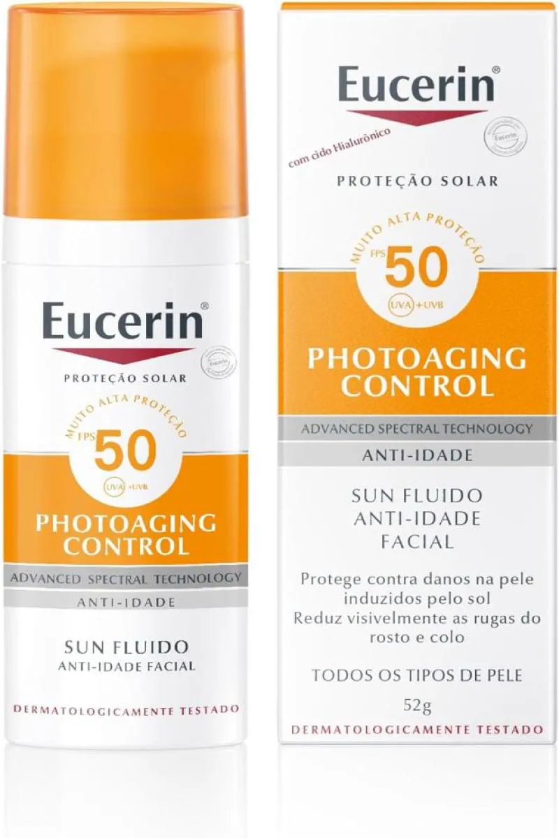 PROTETOR SOLAR FACIAL EUCERIN - SUN FLUIDO ANTI-IDADE FPS 50 - 50ML