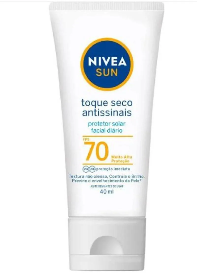 PROTETOR SOLAR FACIAL NIVEA SUN TOQUE SECO ANTISSINAIS FPS70 40ML