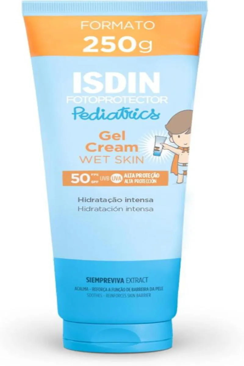PROTETOR SOLAR INFANTIL ISDIN PEDIATRICS GEL CREAM WET SKIN FPS 50 250G