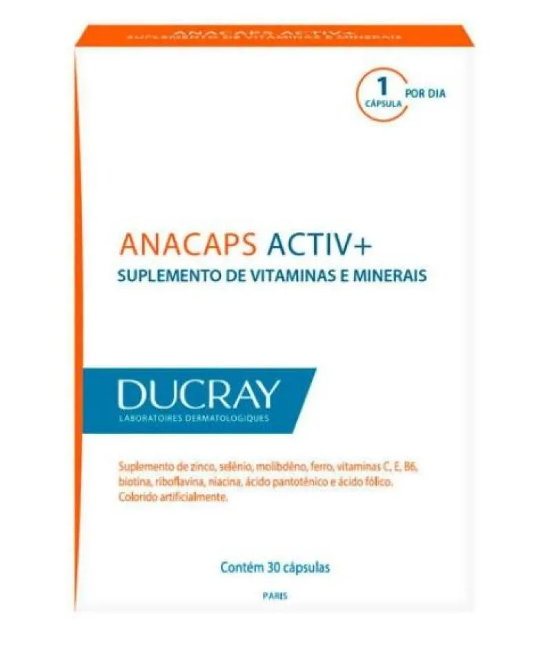 SUPLEMENTO ALIMENTAR CABELOS E UNHAS ANACAPS ACTIV+ 30CPS