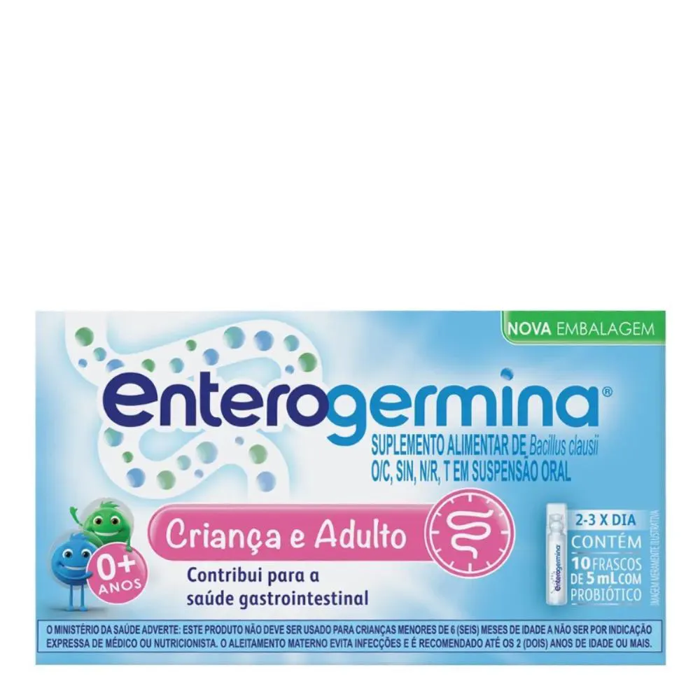 SUPLEMENTO ALIMENTAR ENTEROGERMINA CRIANçA E ADULTO - 10 FRASCOS 5ML