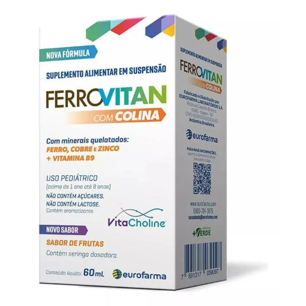 SUPLEMENTO ALIMENTAR INFANTIL FERROVITAN SABOR FRUTAS - 60ML