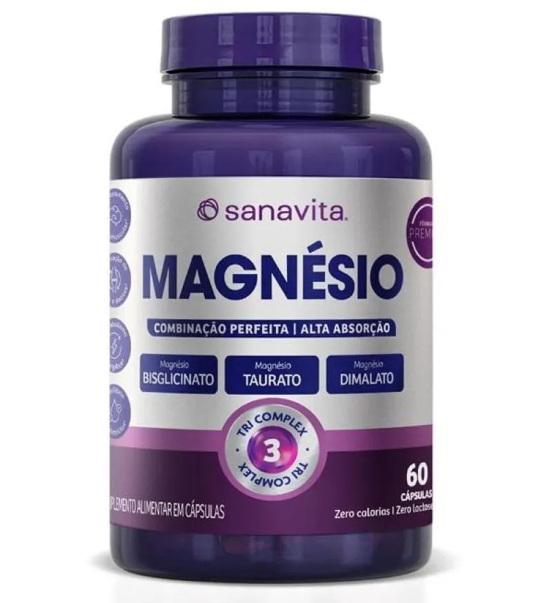 SUPLEMENTO ALIMENTAR MAGNéSIO TRI COMPLEX SANAVITA 60CPS