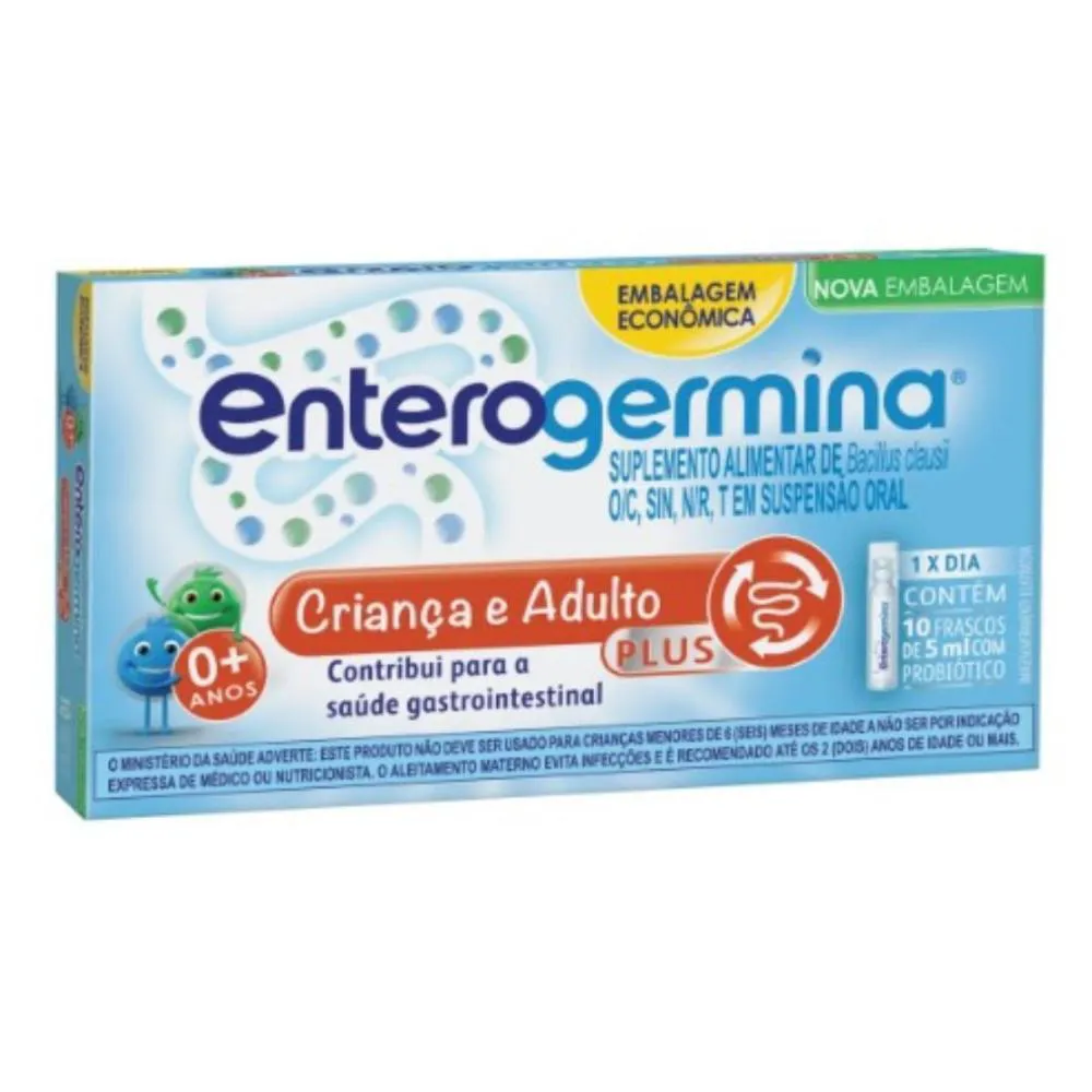 SUPLEMENTO ALIMENTAR PROBIóTICO ENTEROGERMINA PLUS CRIANçA E ADULTO - 10 FRASCOS