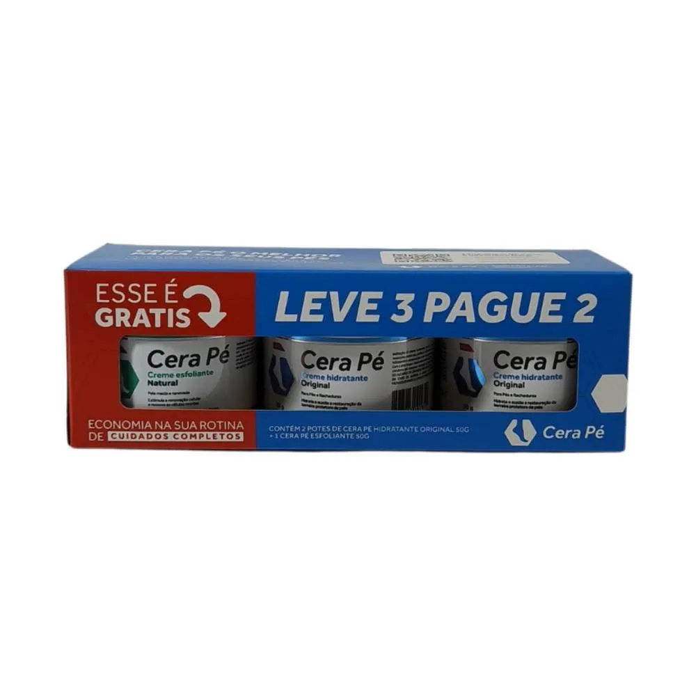 KIT COM 2 HIDRATANTES E 1 ESFOLIANTE GRáTIS CERA Pé 50G