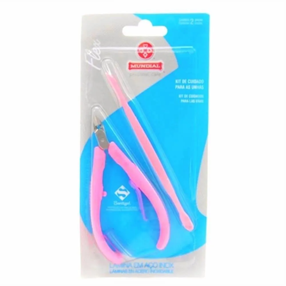 ALICATE CUTICULA MUNDIAL FLEX ROSA + ESPATULA 168-AL RL