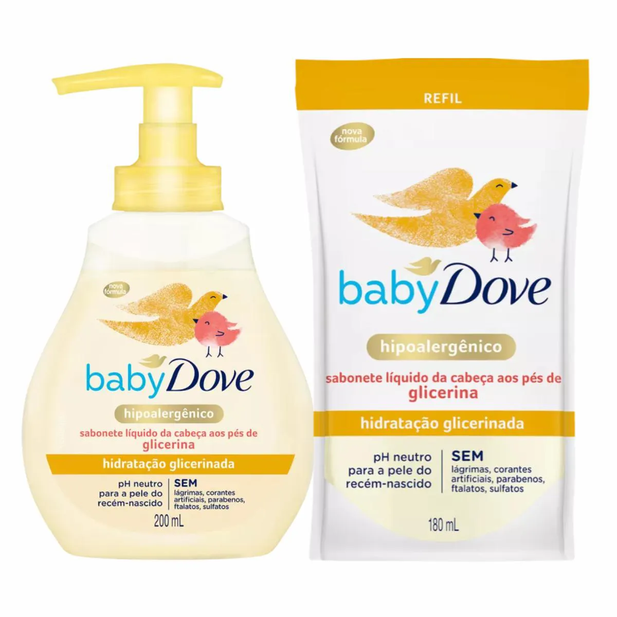 KIT SABONETE LíQUIDO DOVE HIDRATAçãO GLICERINADA HIPOALERGêNICO + REFIL