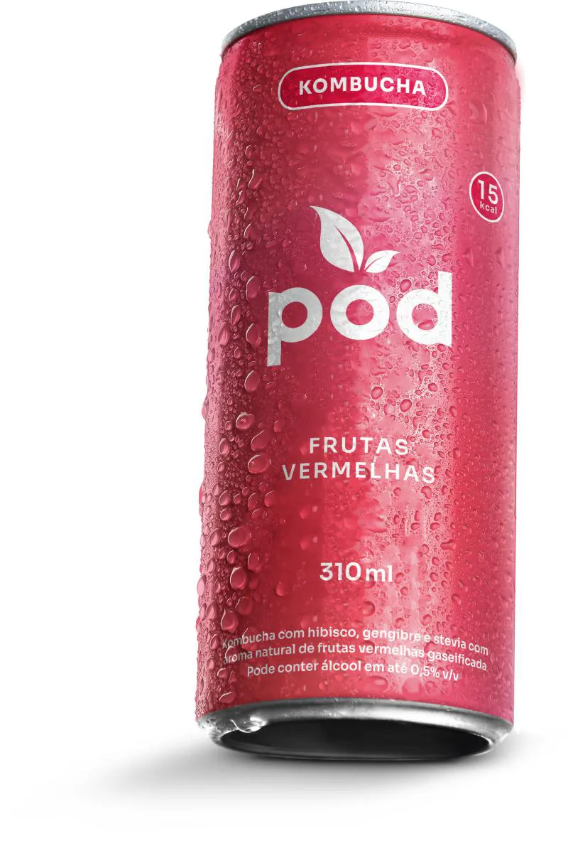 KIT 12 KOMBUCHAS POD SEM AçúCAR FRUTAS VERMELHAS 310ML