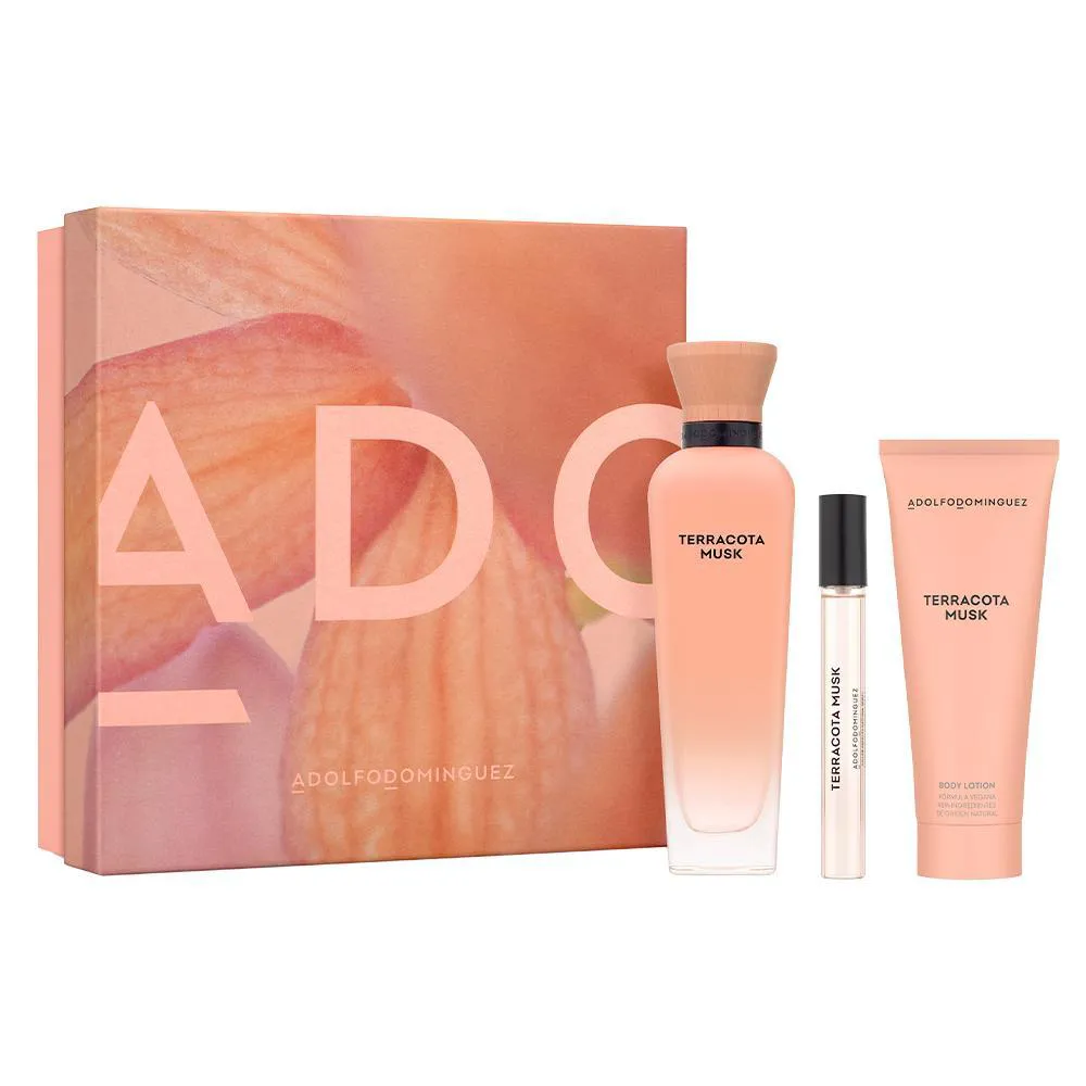 KIT ADOLFO DOMINGUEZ TERRACOTA MUSK EDP 120ML + CREME + MINI