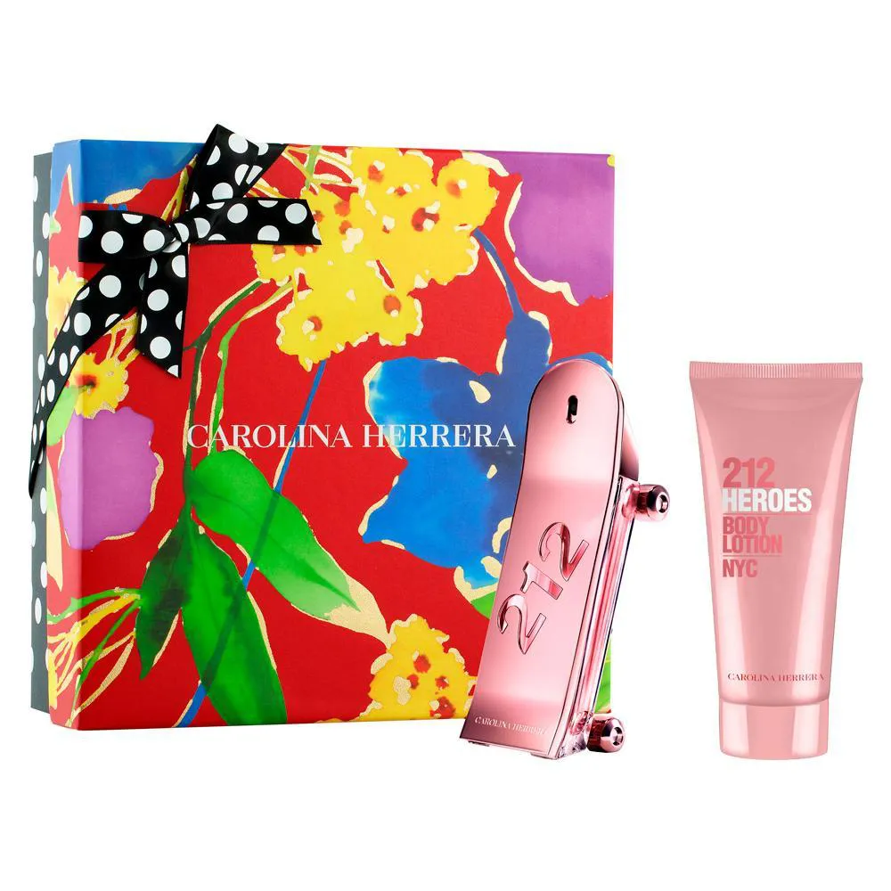 KIT COFFRET CAROLINA HERRERA 212 HEROES EDP 80ML PERFUME FEMININO + CREME CORPORAL 100ML