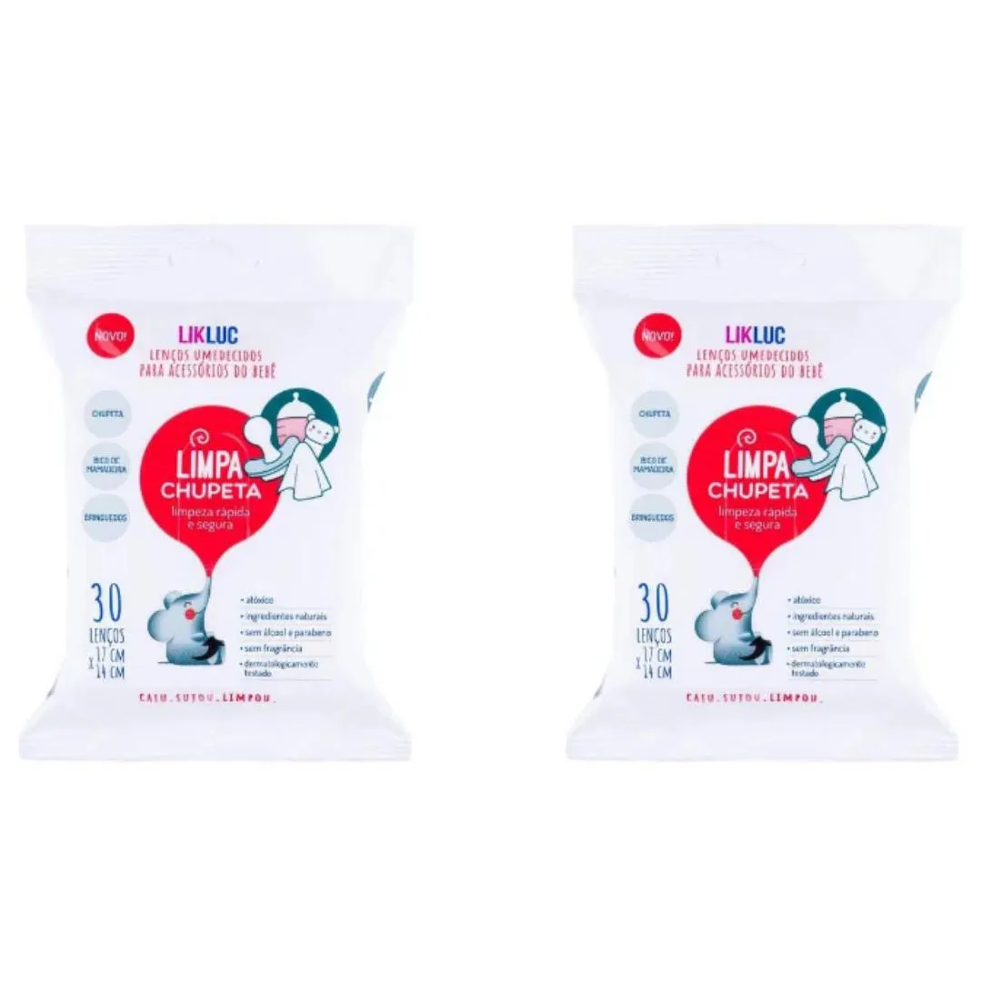 KIT 2 LIMPA CHUPETA LENçOS UMEDECIDOS HIGIENIZADORES LIKLUC
