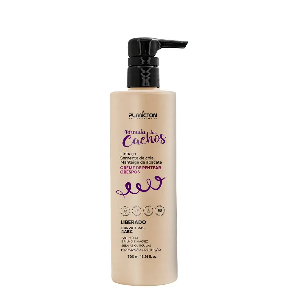 CREME PARA PENTEAR CABELOS CACHEADOS 4ABC NOVA FóRMULA DOS CACHOS PLANCTON PROFISSIONAL - 500ML