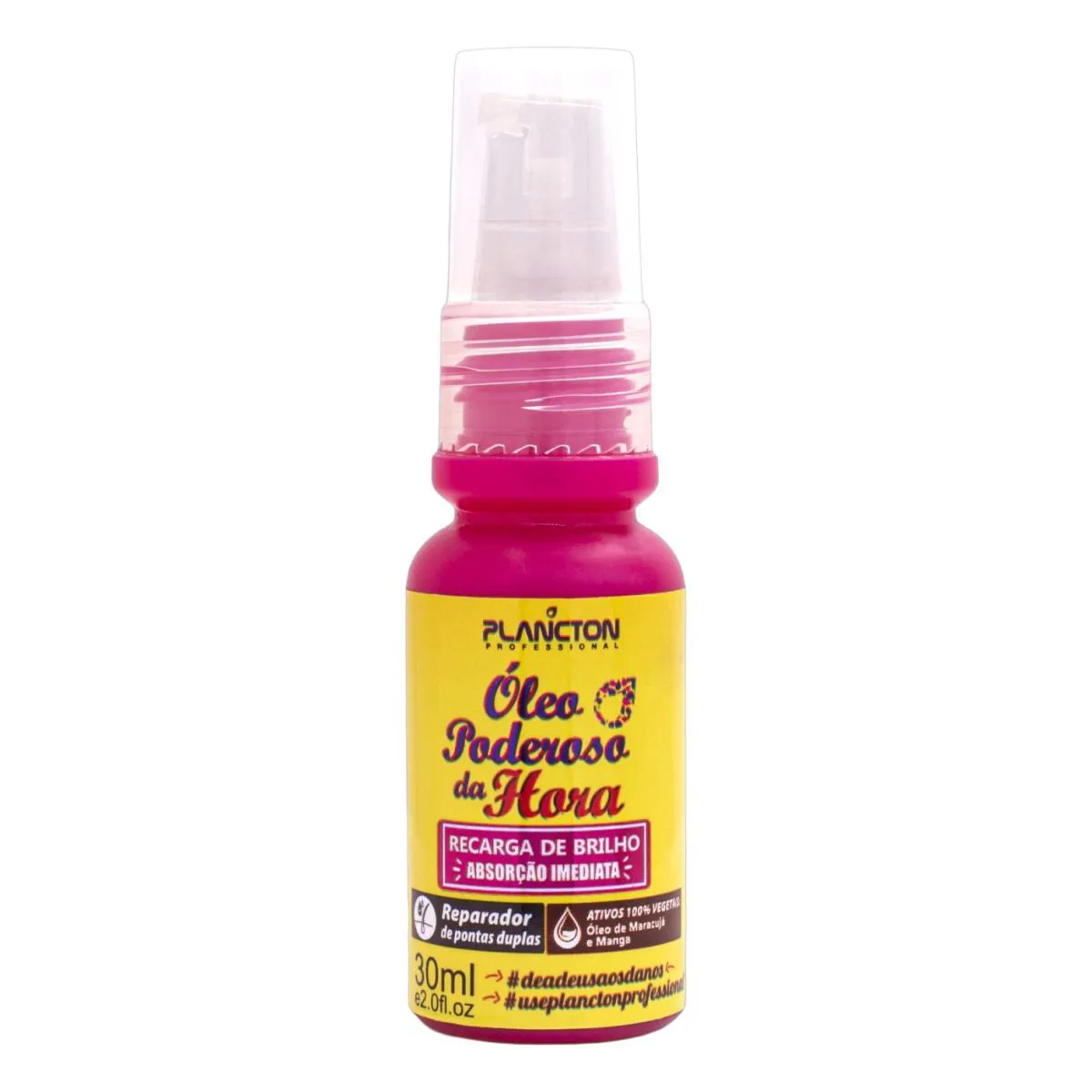 ÓLEO  PODEROSO DA HORA COM REGARCA DE BRILHO E MACIEZ ABSORçãO IMEDIATA - PLANCTON PROFISSIONAL 30ML