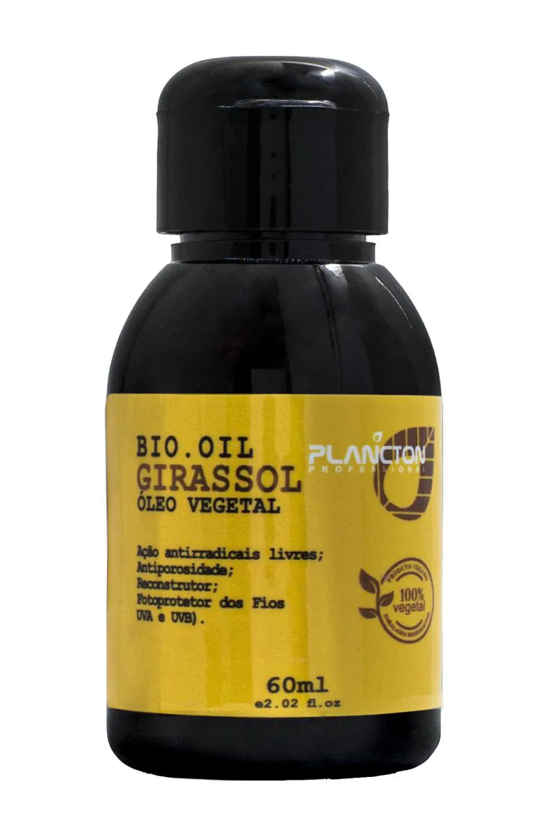 ÓLEO VEGETAL CAPILAR NEUTRALIZADOR DE RADICAIS LIVRES BIO OIL  GIRASSOL - PLANCTON PROFISSIONAL - 60ML