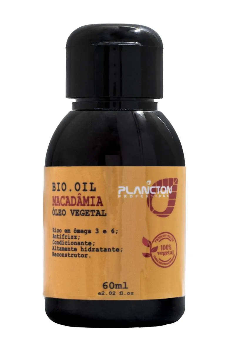 ÓLEO VEGETAL PARA CABELOS CACHEADOS  BIO OIL MACAMâMIA - PLANCTON PROFISSIONAL - 60ML