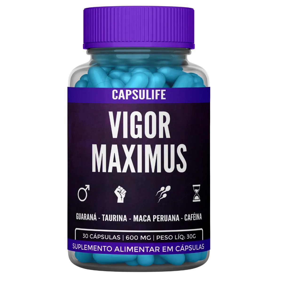 1 SUPLEMENTO MASCULINO VIGOR MAXIMUS ALTA CONCENTRAçãO 30 CáPSULAS Neutro