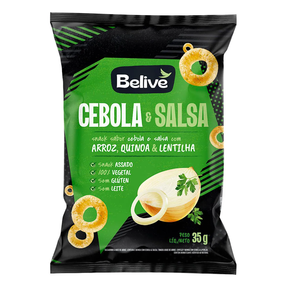 Salgadinho Assado Vegano Believe Cebola e Salsa 35g
