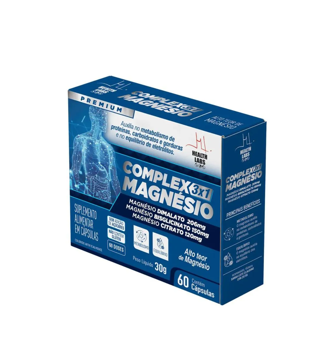 COMPLEX MAGNESIO 3X1 60 CáPSULAS HEALTH LABS - ORIGINAL