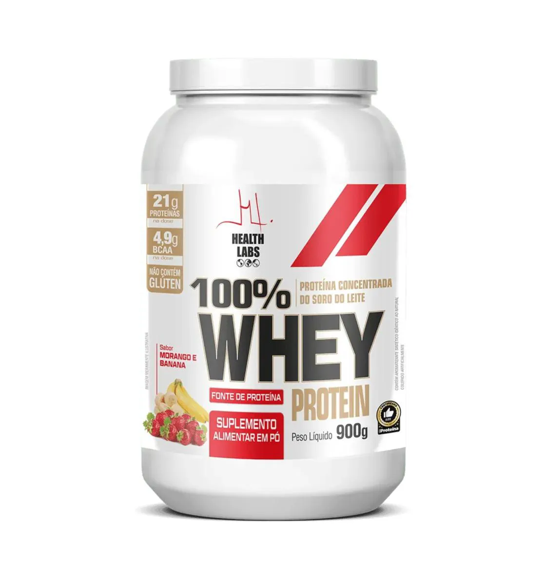 HEALTH WHEY PROTEIN 900G - SABOR MORANGO E BANANA - ORIGINAL