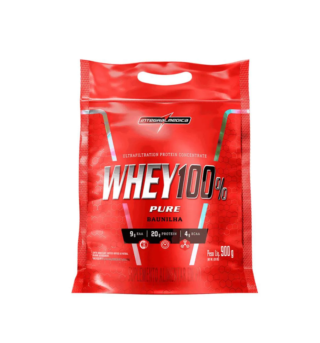 WHEY 100% PURE 900G REFIL INTEGRAL MéDICA - SABOR BAUNILHA - ORIGINAL