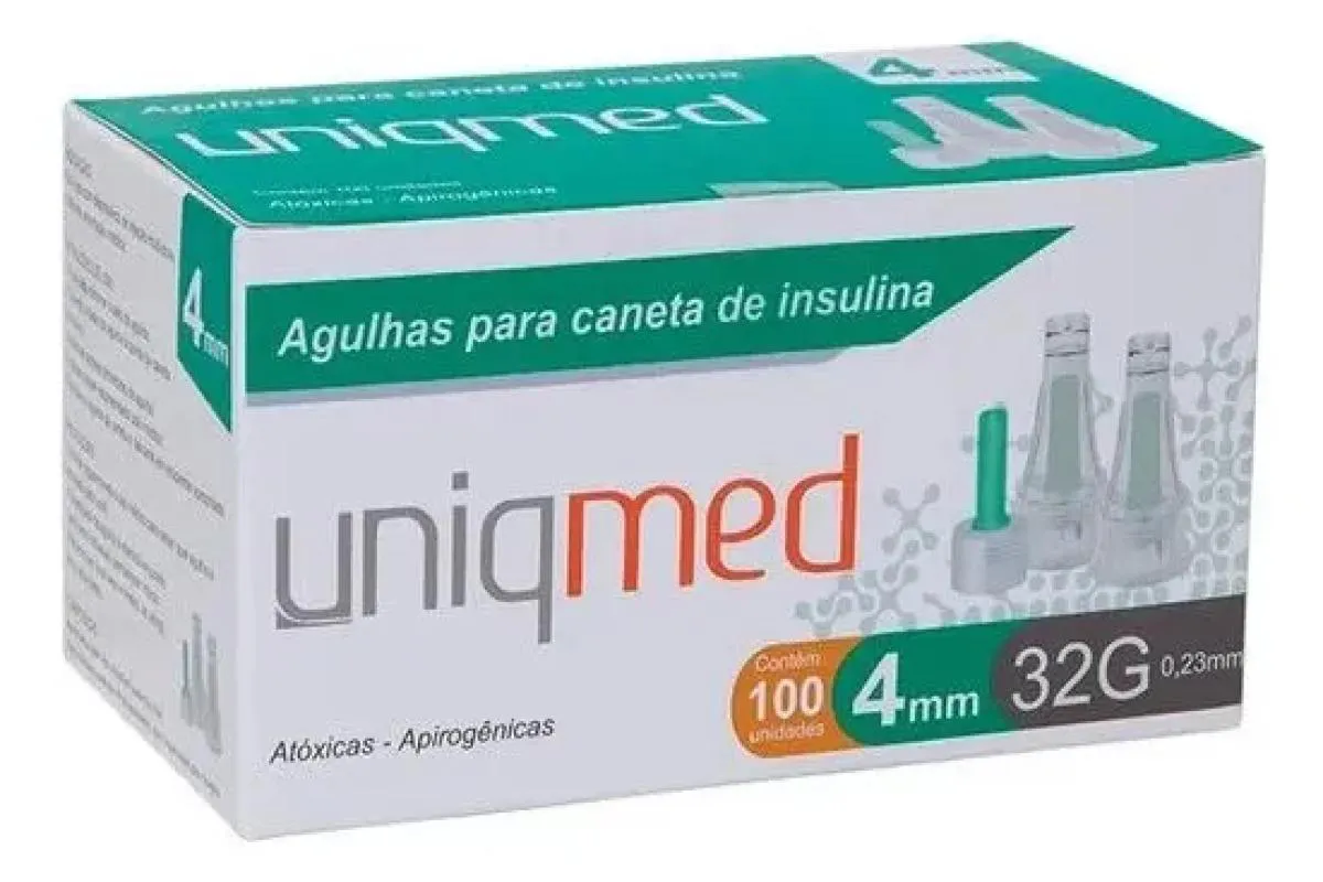 AGULHA PARA CANETA DE INSULINA 4MM X 32G COM 100 UN UNIQMED