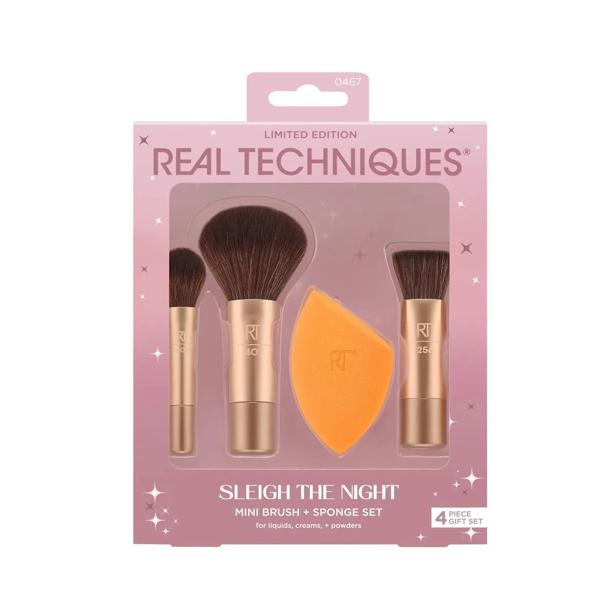 REAL TECHNIQUES KIT SLEIGH THE NIGHT  3 MINI PINCéIS + ESPONJA