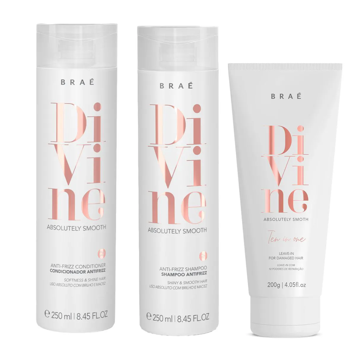 BRAé DIVINE KIT SHAMPOO 250ML + CONDICIONADOR 250ML + LEAVE IN 200G
