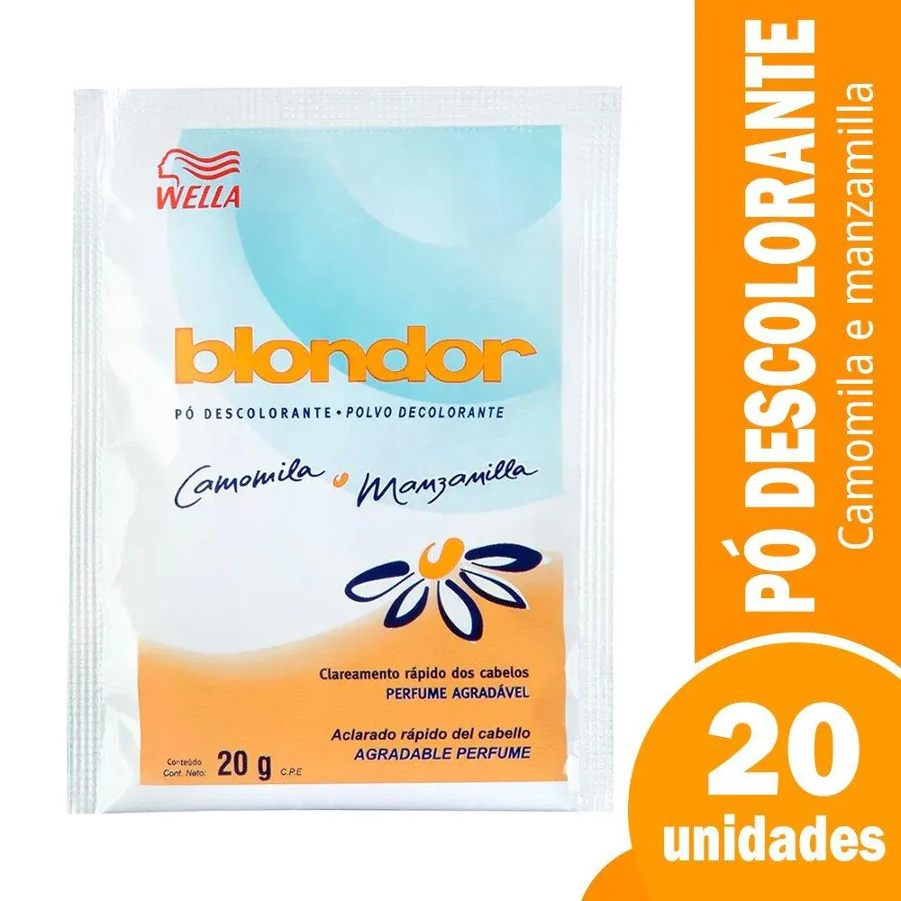 Pó DESCOLORANTE WELLA BLONDOR CAMOMILA 20G - EMBALAGEM COM 20 UNIDADES