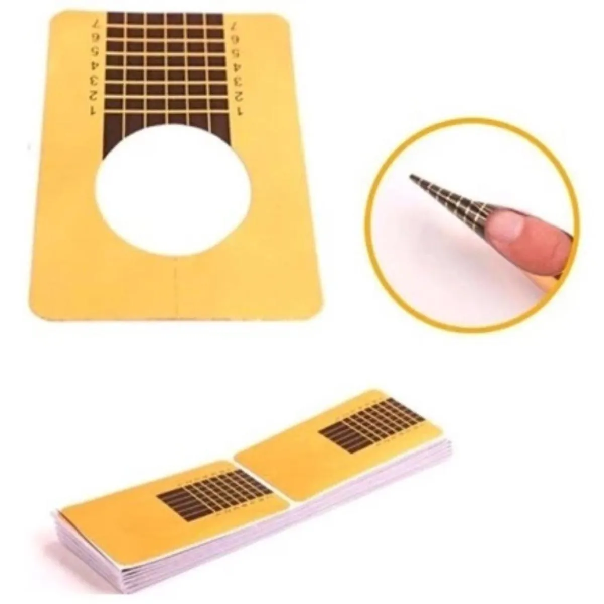 500 MOLDES PEQUENOS ADESIVOS DE PAPEL PARA UNHA GEL FIBRA