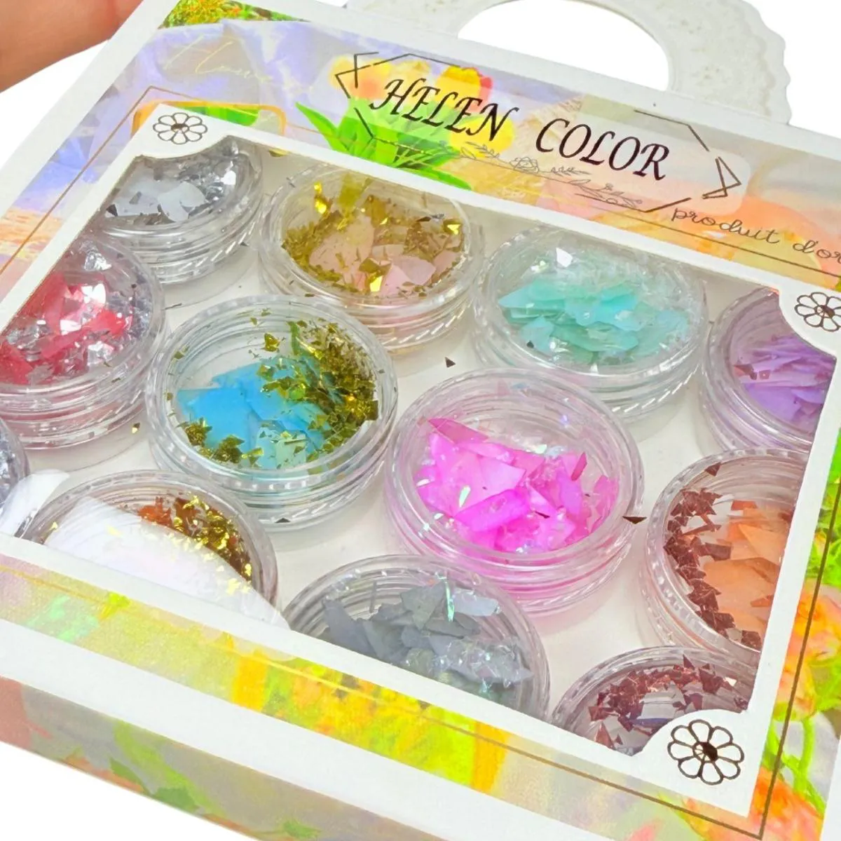 KIT 12 MADREPéROLAS DECORAçãO ENCAPSULAR UNHAS - HELEN COLOR