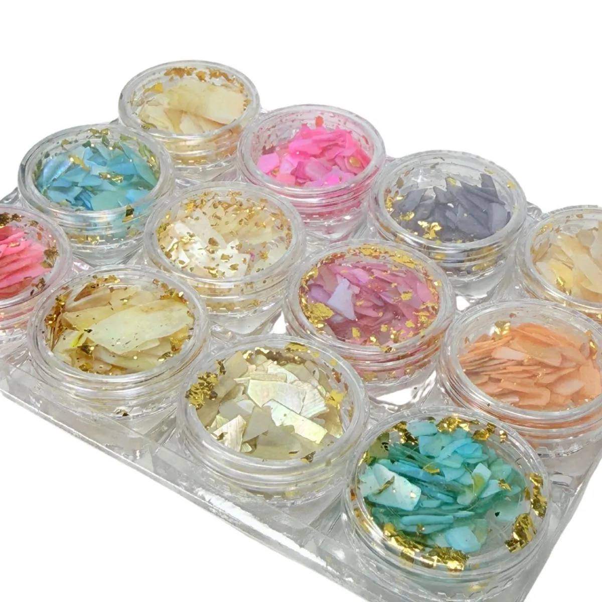 KIT 12 MADREPéROLAS FOLHA DE OURO UNHAS - HELEN COLOR