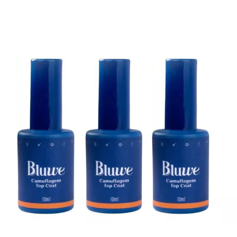 KIT 3 TOP COAT CAMUFLAGEM SELANTE UNHAS 10ML  - BLUWE