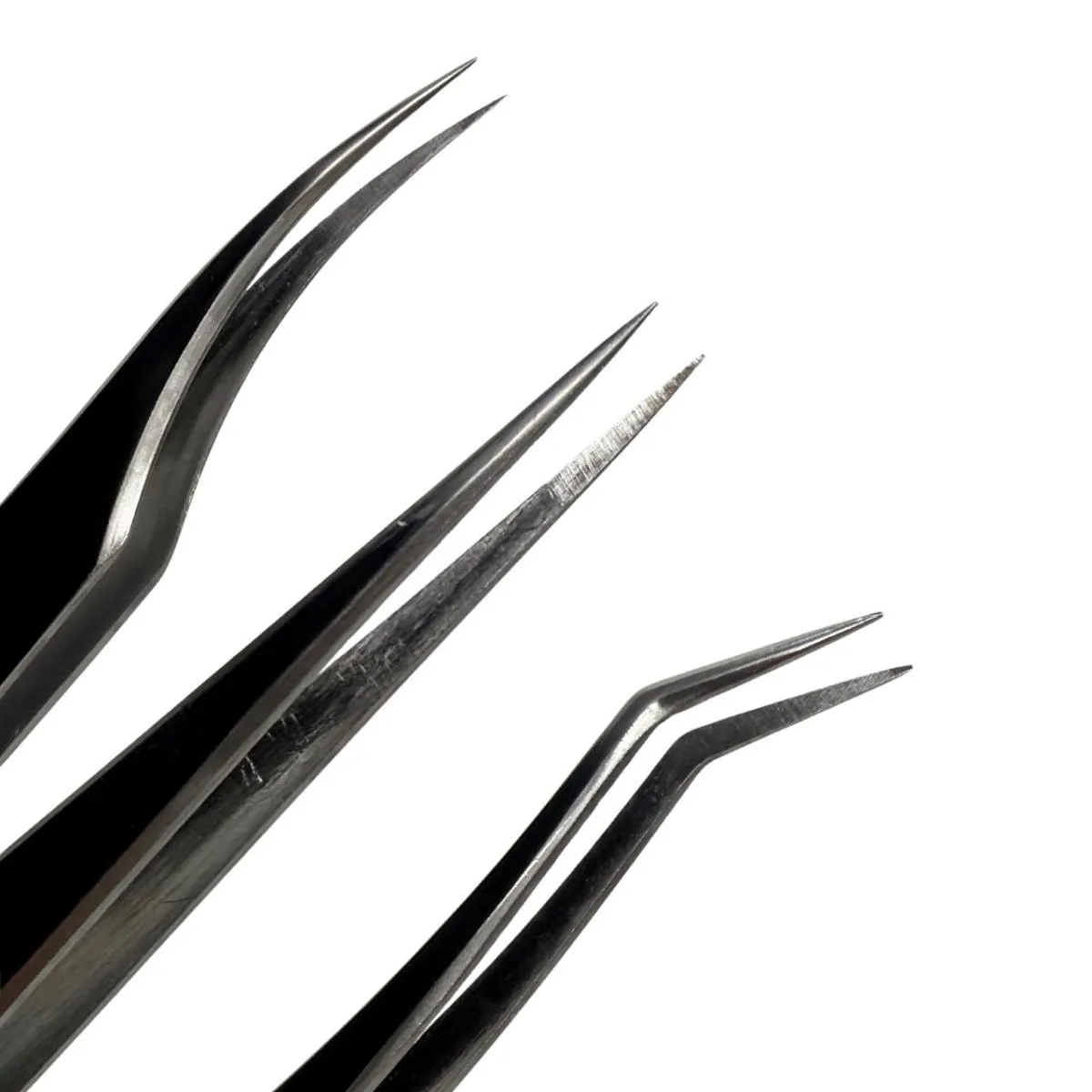 KIT 3 PINçAS PARA ALONGAMENTO DE CíLIOS LASH PRATA