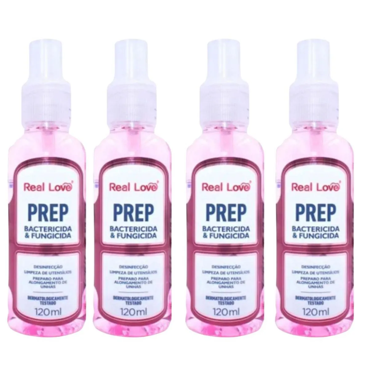 KIT 4 PREP BACTERICIDA E FUNGICIDA 120ML  - REAL LOVE