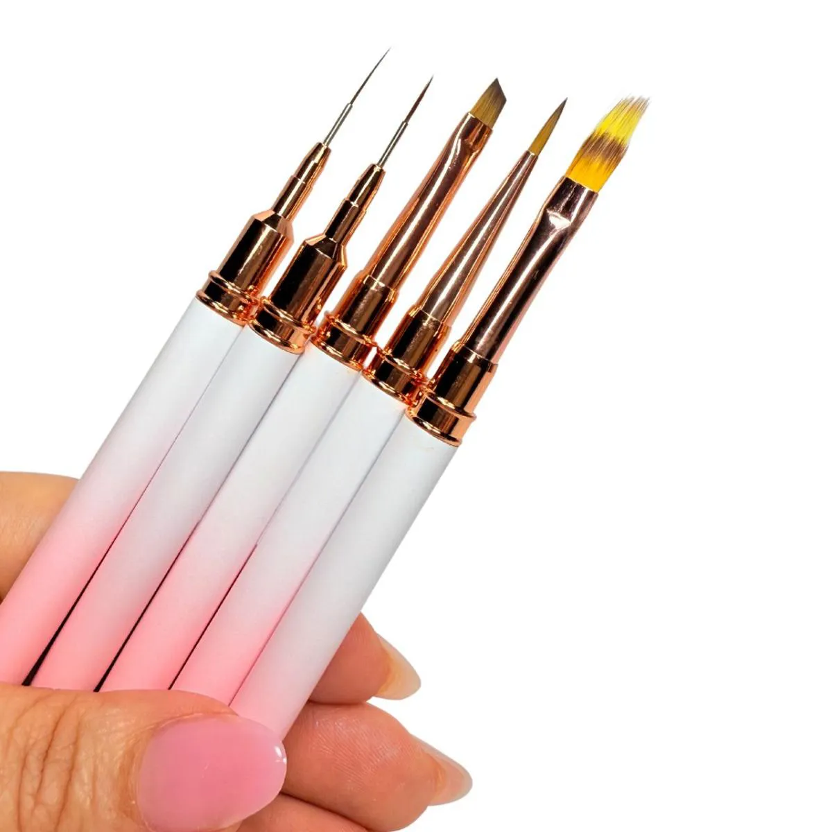 KIT 5 PINCEL ALONGAMENTO UNHAS GEL FIBRA NAIL ART - DAFU