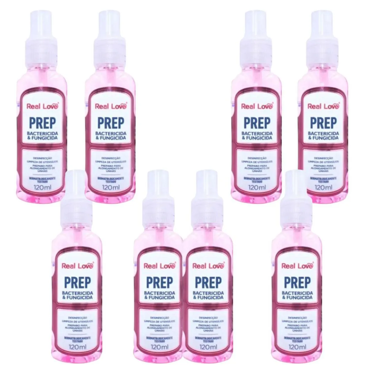 KIT 8 PREP BACTERICIDA E FUNGICIDA 120ML  - REAL LOVE