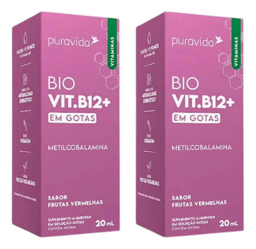 KIT 2 BIO VITAMINA B12 METILCOBALAMINA 20ML  PURAVIDA