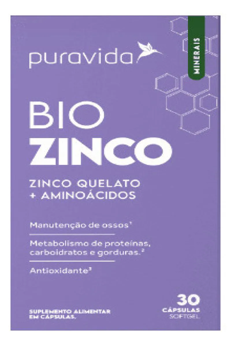 BIO ZINCO  ZINCO QUELADO + AMINOáCIDOS - 30 CAPS PURAVIDA