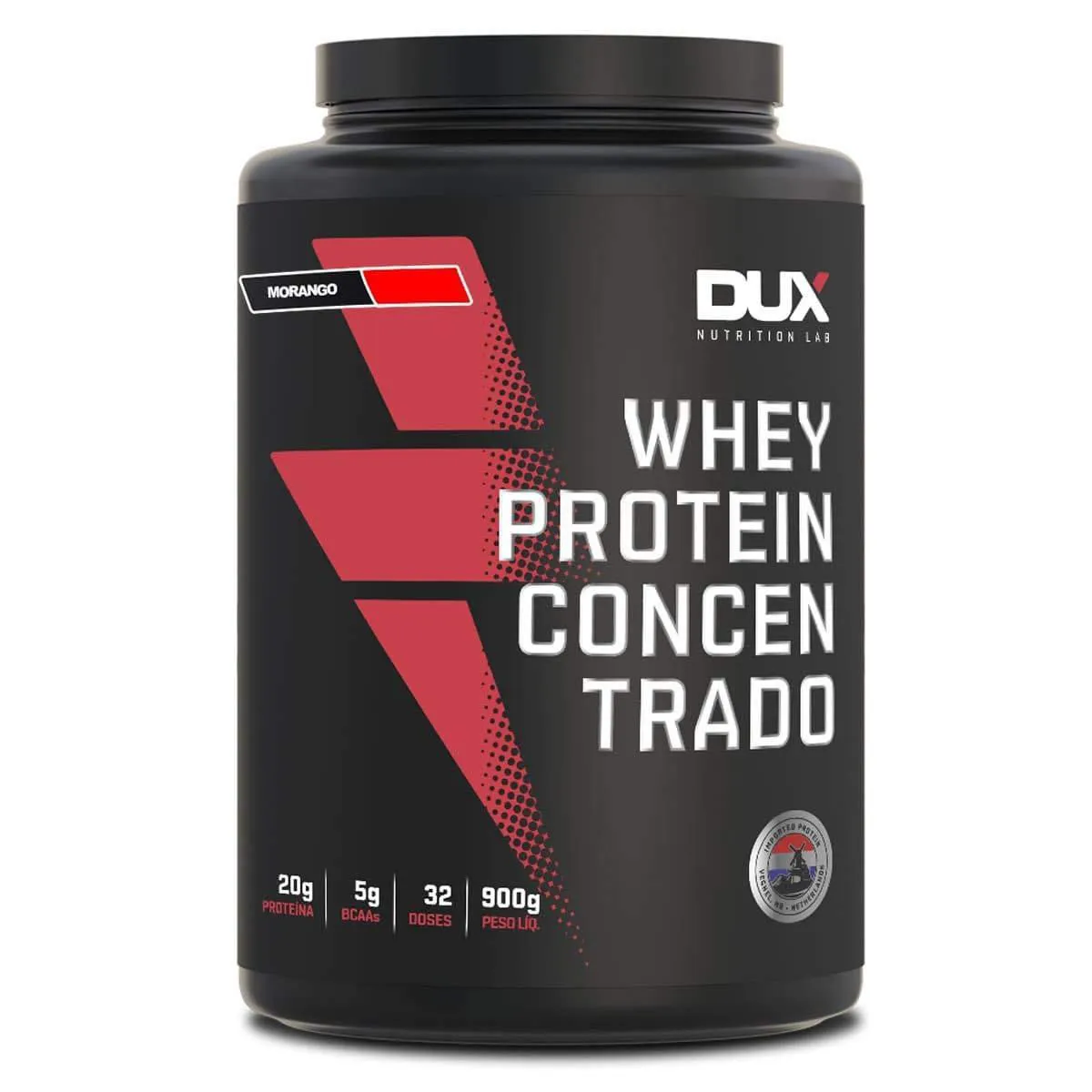 DUX WHEY PROTEIN CONCENTRADO POTE (900G) - SABOR  MORANGO