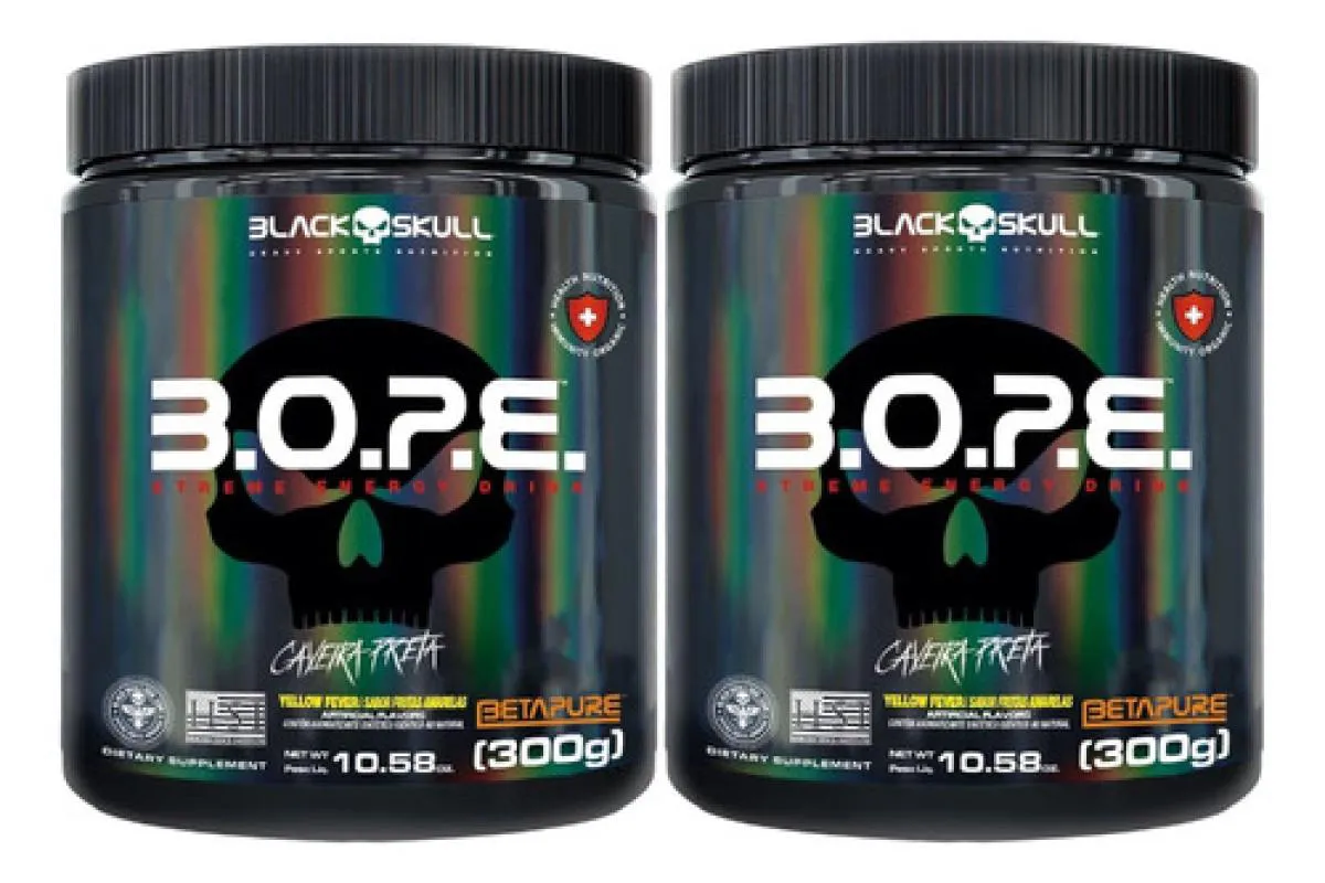 KIT 2 PRE TREINO BOPE 300G FRUTAS AMARELA BLACK SKULL