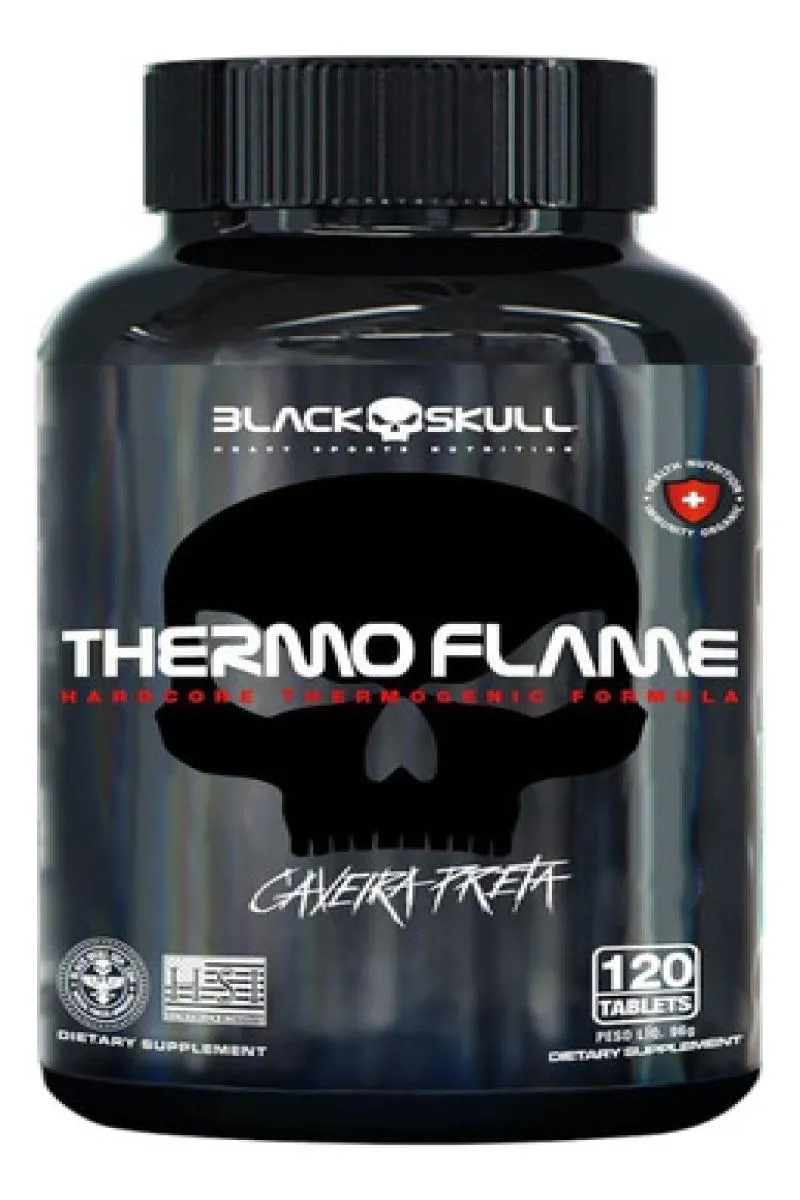 TERMOGêNICO THERMO FLAME  120 TABLETES CAFEINA BLACK SKULL