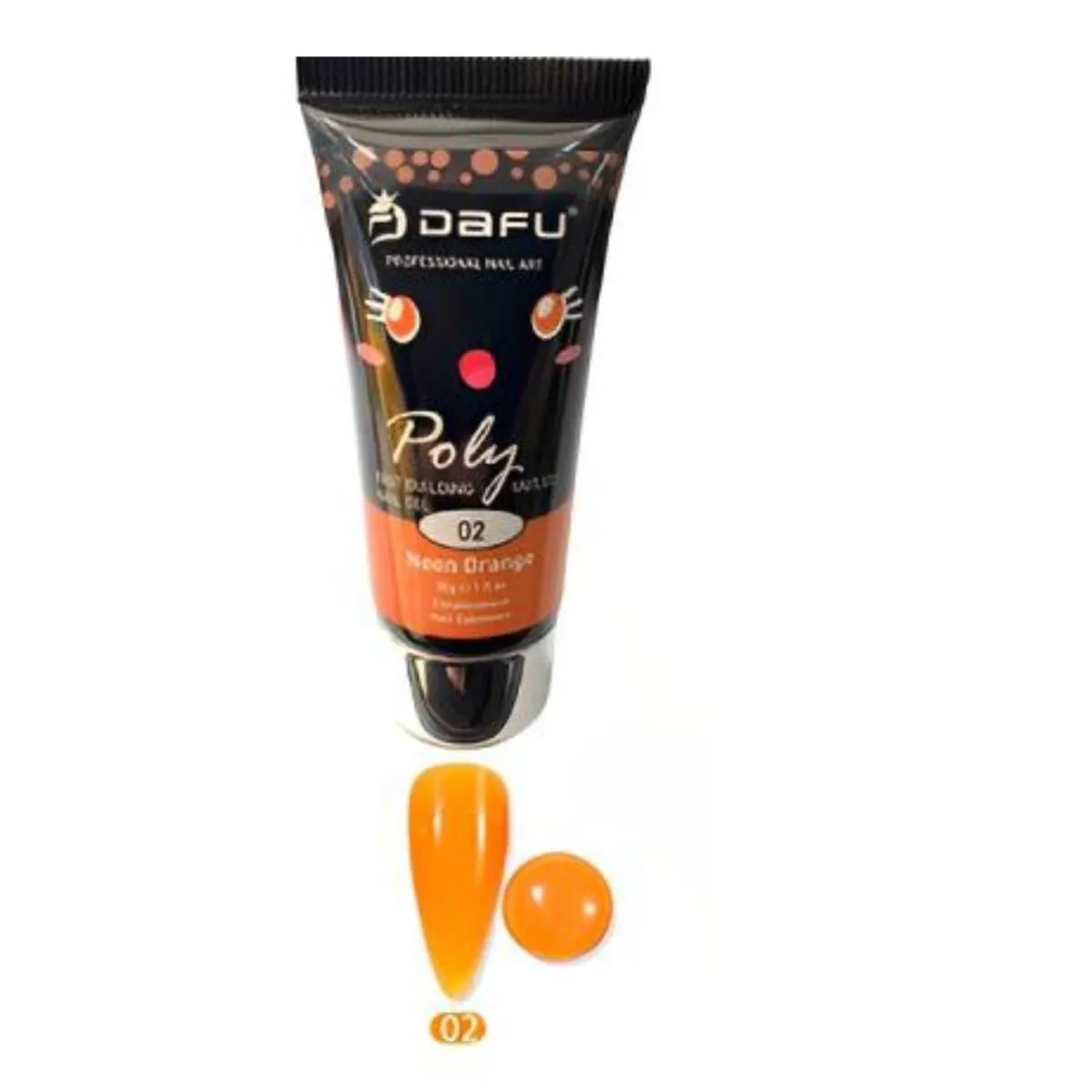 POLYGEL NEON ORANGE 2 LED/UV 30G - DAFU