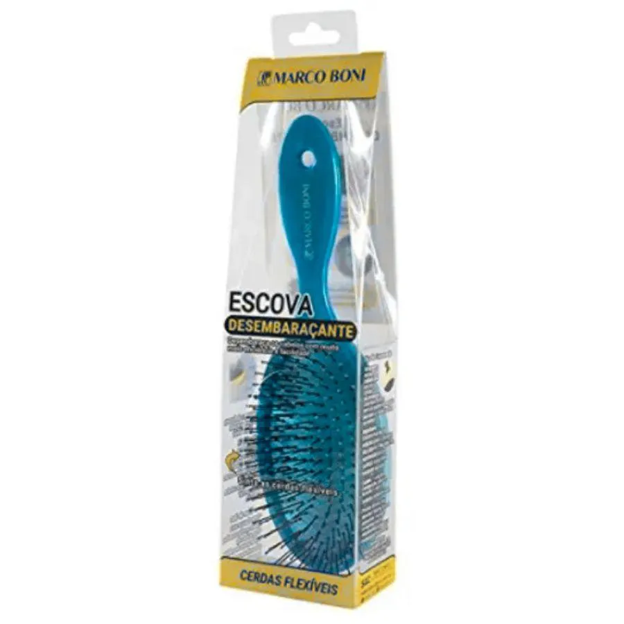ESCOVA DESEMBARAçANTE OVAL CERDAS FLEXíVEIS AZUL - MARCO BONI