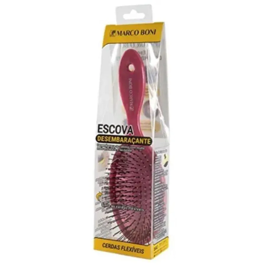 ESCOVA DESEMBARAçANTE OVAL CERDAS FLEXíVEIS ROSA - MARCO BONI