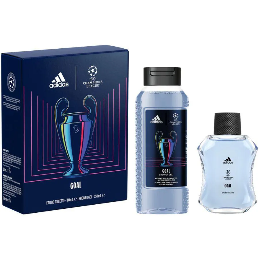 KIT ADIDAS UEFA CHAMPIONS LEAGUE GOAL ( PERFUME EDT 100ML + SHOWER GEL 250ML  )