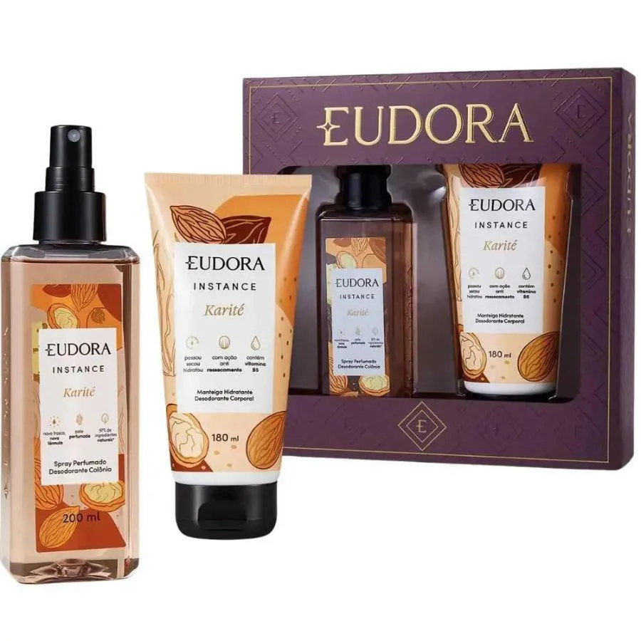 KIT EUDORA INSTANCE KARITé ( BODY SPLASH 200ML + LOçãO HIDRATANTE CORPORAL 180ML )