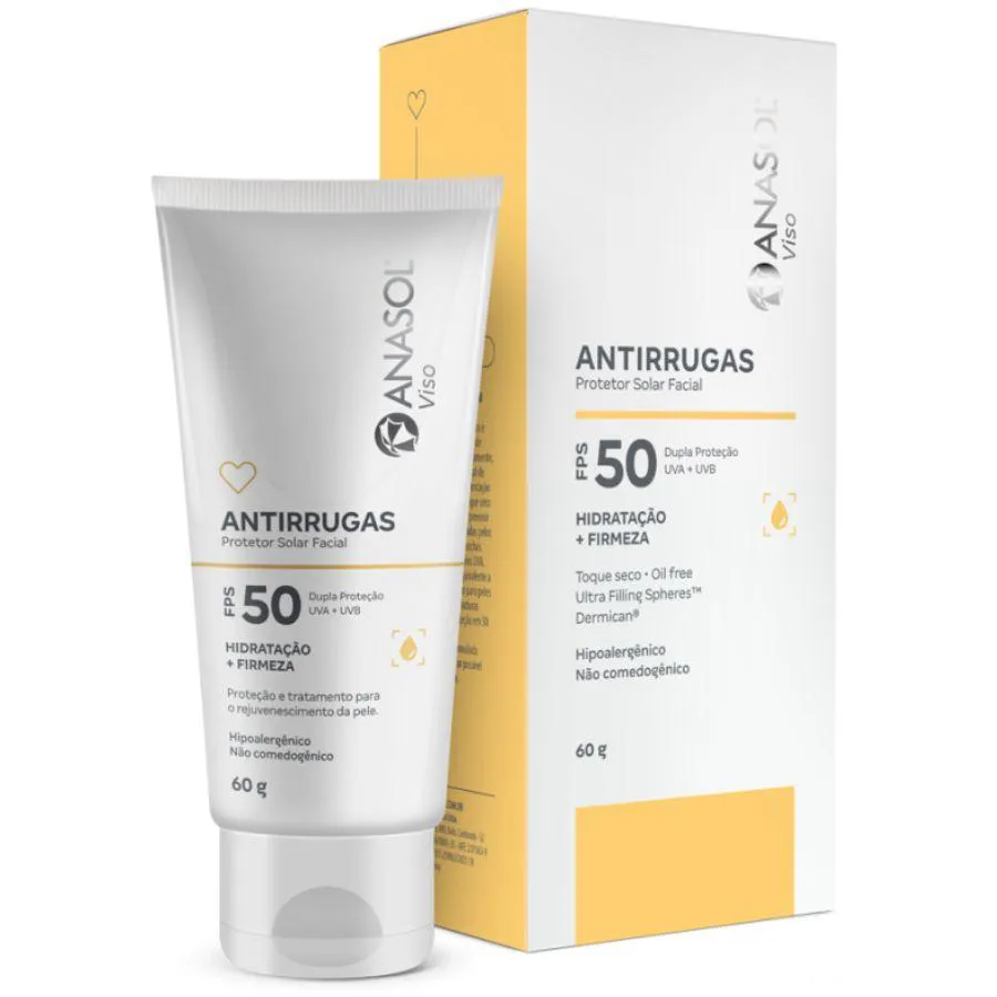 PROTETOR SOLAR FACIAL ANTIRRUGAS FPS 50 - 60G - ANASOL