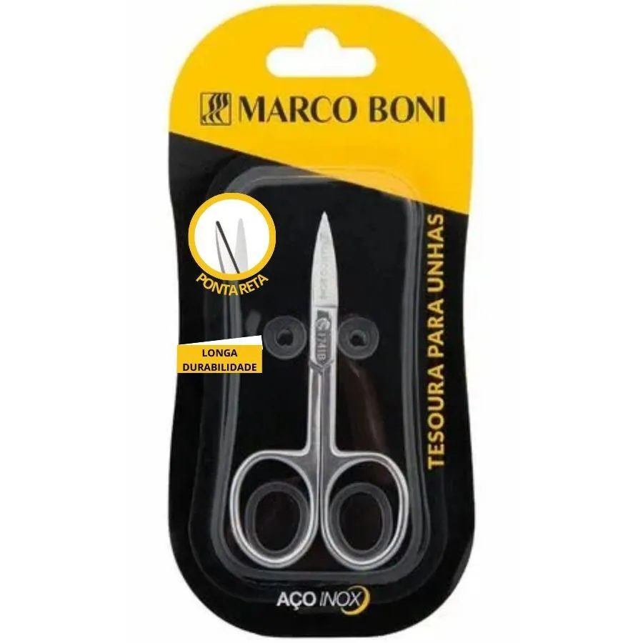TESOURA PROFISSIONAL EM AçO INOX PARA UNHAS PONTA RETA - MARCO BONI