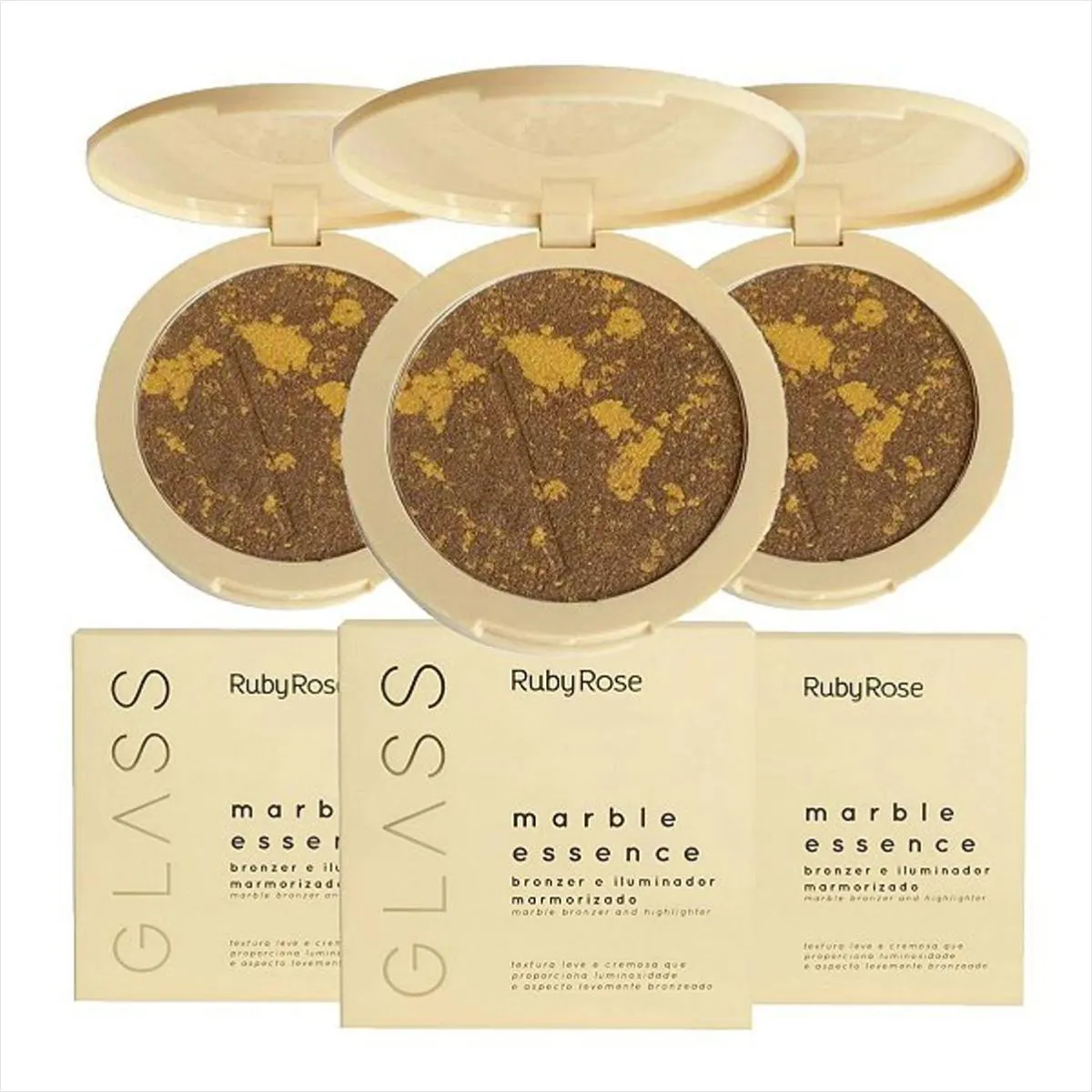 KIT RUBY ROSE BLONZER E ILUMINADOR GLASS HBF16051+BATOM GL02