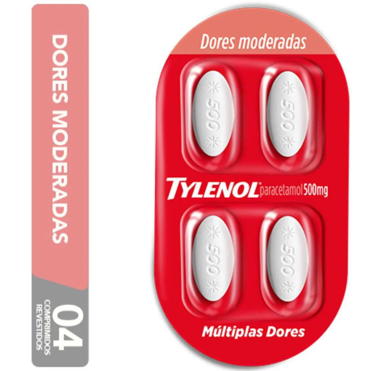 Tylenol Paracetamol 500mg Múltiplas Dores 4 comprimidos
